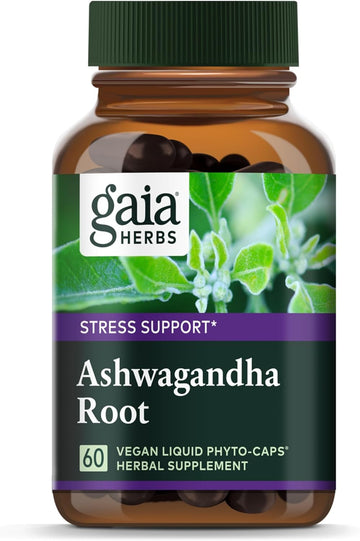 Gaia Herbs, Ashwagandha Root Vegan Liquid Phyto Capsules - Stress Relief, Immune Support Supplement, Balanced Energy Levels And Mood, 60-Count (Pack Of 1)