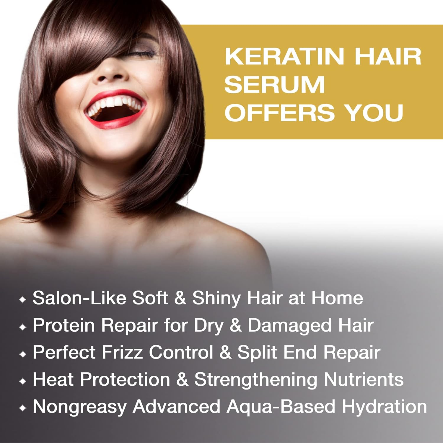 Vitamins Keratin Protein Hair Serum - Anti Frizz Control Repair Treatment for Frizzy Dry Damaged Hair - Heat Protectant Complex for Shine & Gloss : Beauty & Personal Care