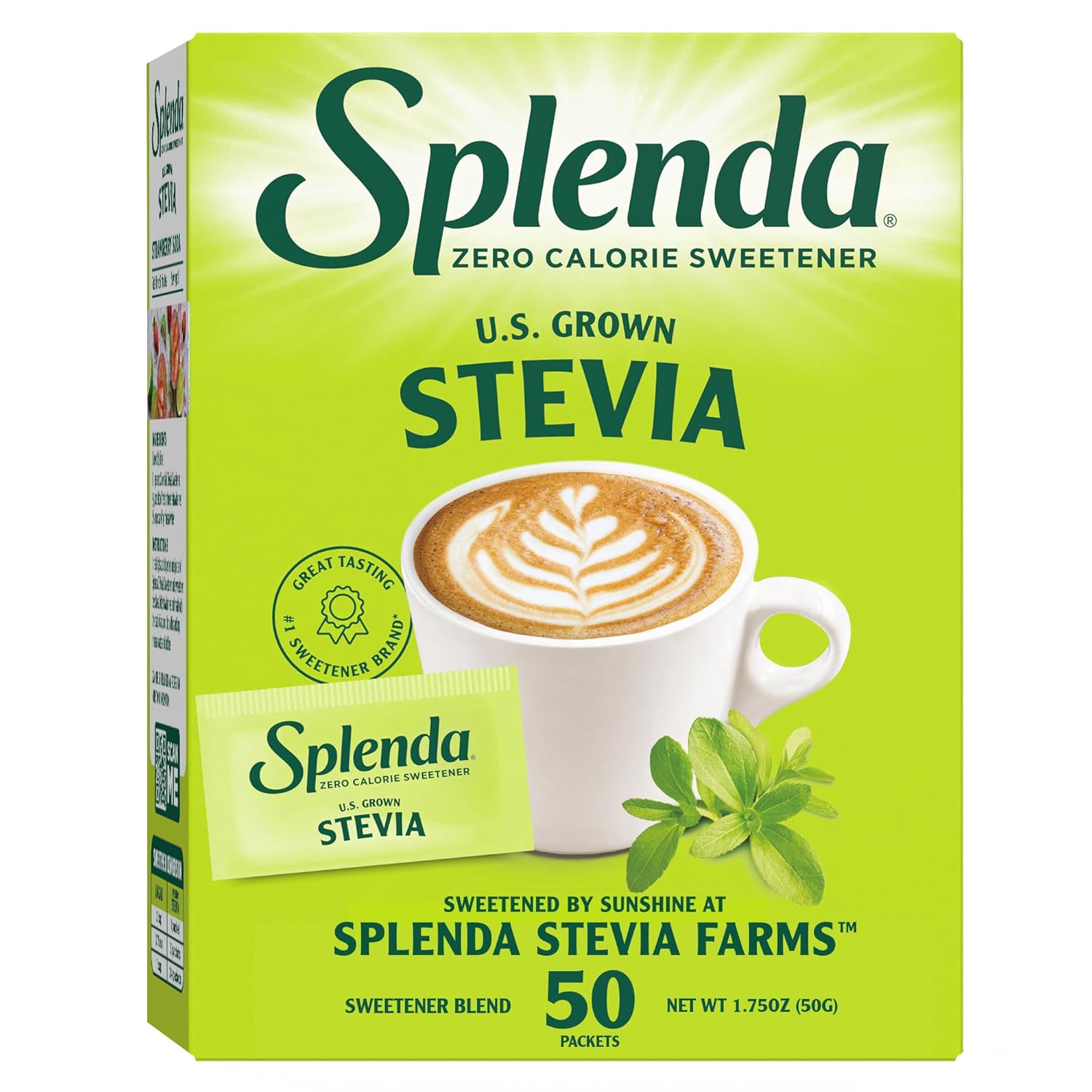 Splenda Stevia Zero Calorie Sweetener, Sugar Substitute Packets, 50 Count (Pack Of 1)