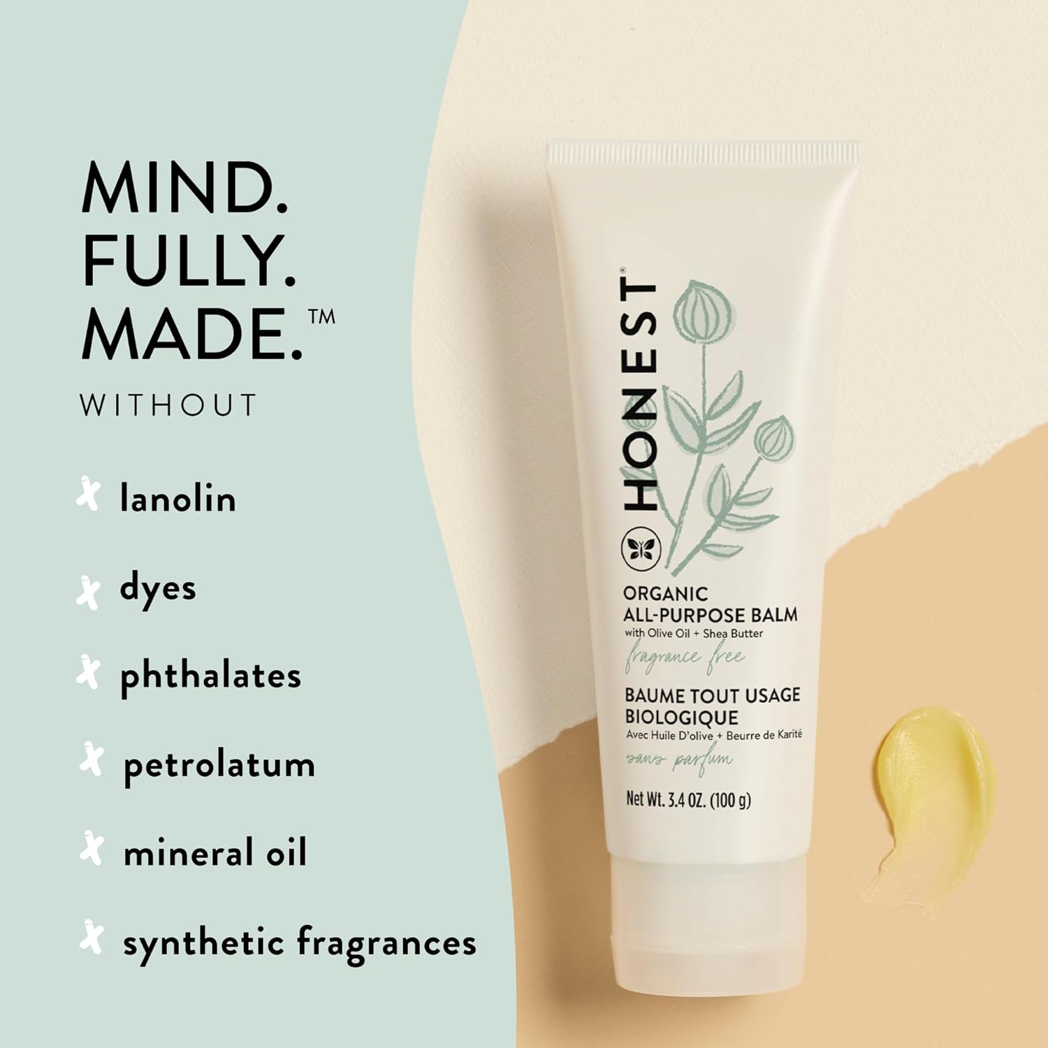 The Honest Company Organic All Purpose Balm | Gentle for Baby | Soothes + Moisturizes | Plant-Based + Hypoallergenic | 3.4 oz : Health & Household