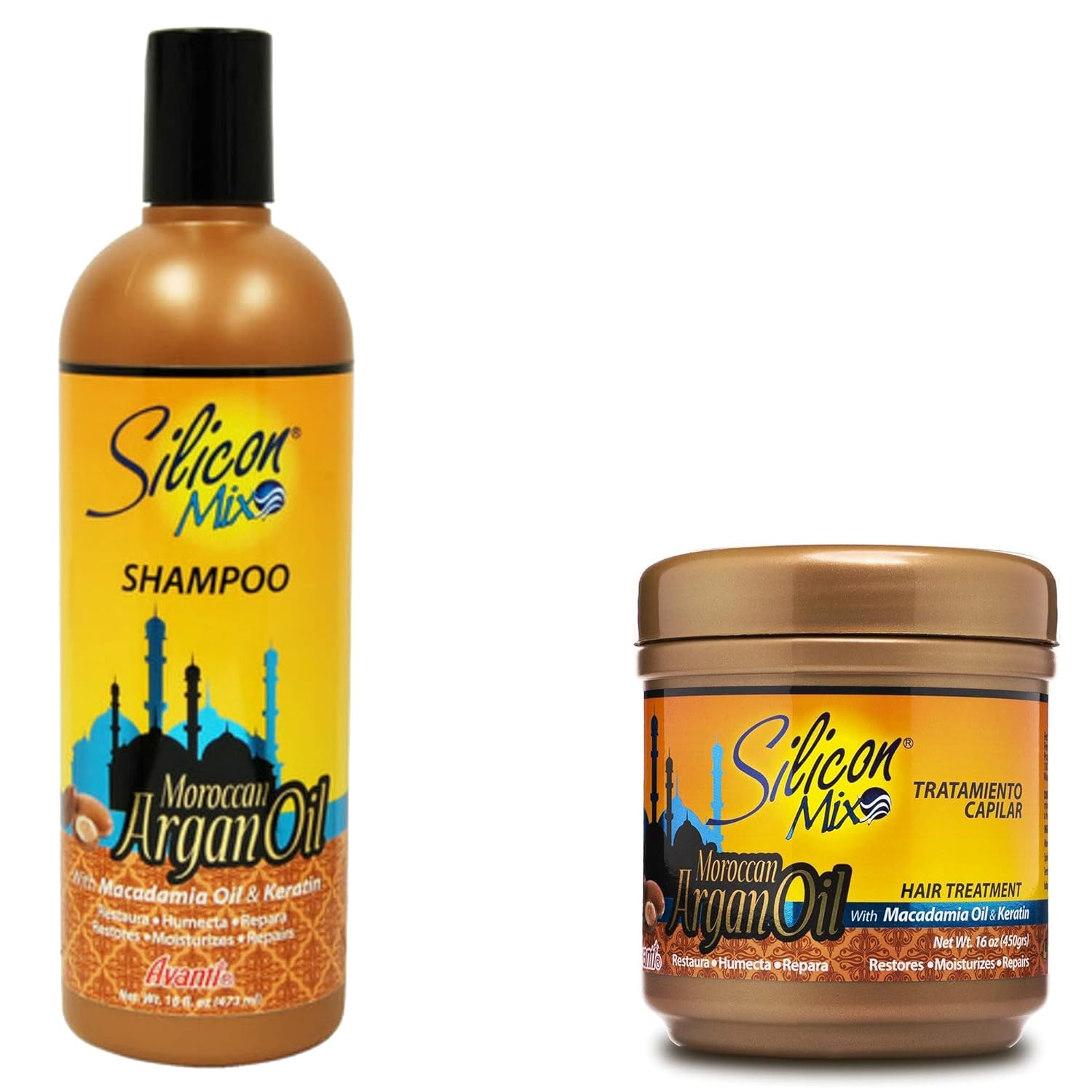 Silicon Mix Moroccan Argan Oil Shampoo + Hair Treatment 16oz "Set" : Beauty & Personal Care