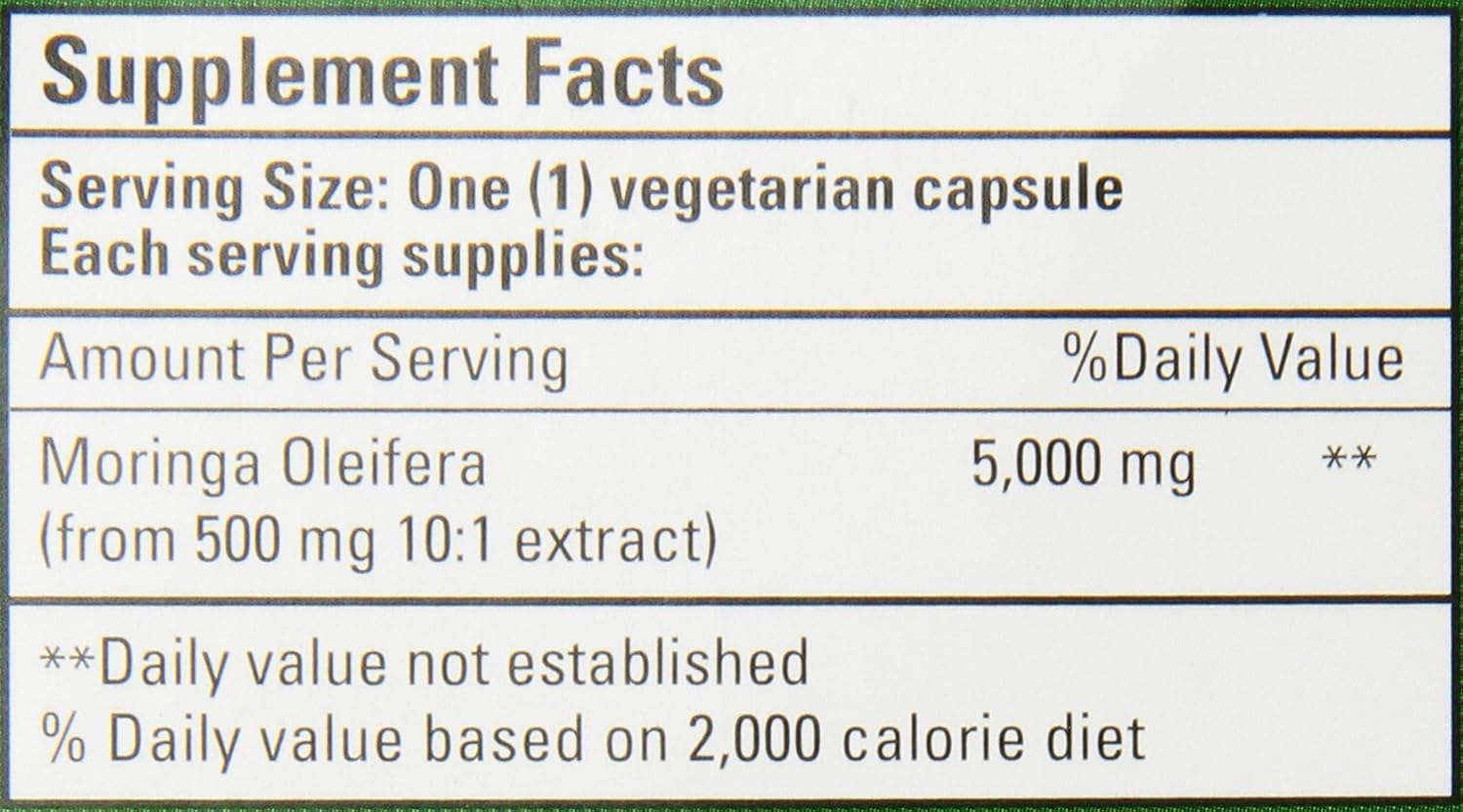 Bio Nutrition Moringa Oleifera Superfood Supplement 5000Mg 90 Vegetarian Capsules | Nutrient Dense | High In Antioxidants | Promotes Strong Digestive Health | Immune Boost