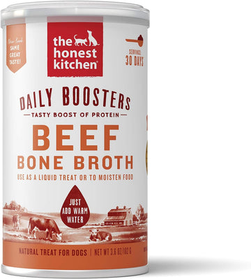The Honest Kitchen Daily Boosts: Instant Beef Bone Broth Liquid Treat with Turmeric for Dogs and Cats, 3.6oz