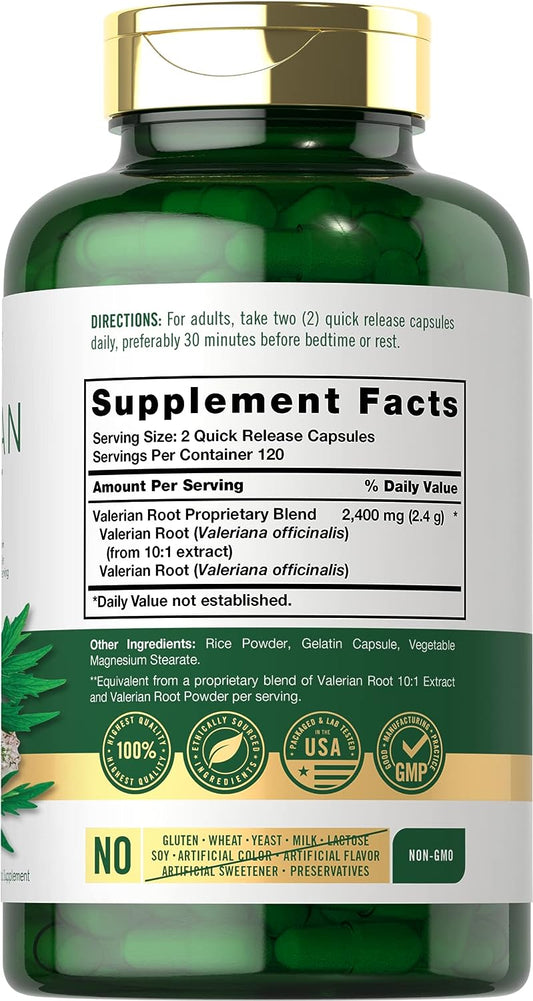 Carlyle Valerian Root Capsules | 240 Count | Herb Extract Supplement | Non-GMO, Gluten Free