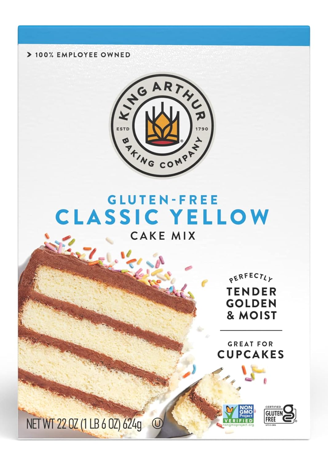 King Arthur, Gluten-Free Yellow Cake Mix, Gluten-Free, Non-GMO Project Verified, Certified Kosher, Non-Dairy, 22 Ounces