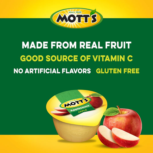 Mott'S Applesauce, 4 Oz Cups, 18 Count, No Artificial Flavors, Good Source Of Vitamin C, Nutritious Option For The Whole Family