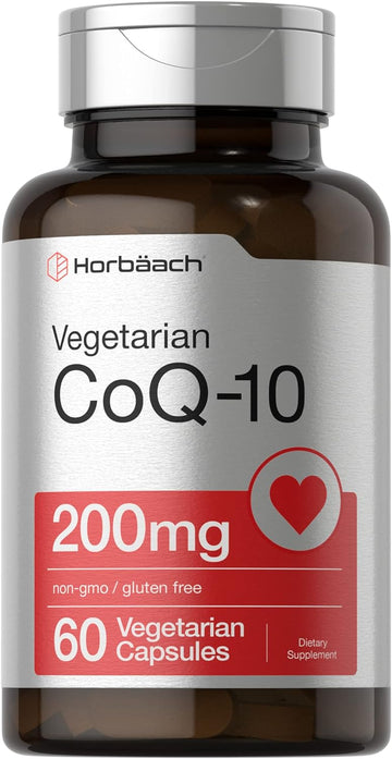 Horbäach CoQ10 Capsules | 200mg | 60 Count | Vegetarian, Non-GMO, Gluten Free