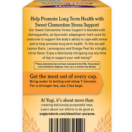 Yogi Tea Sweet Clementine Stress Support Tea - 16 Tea Bags Per Pack (4 Packs) - Stress Support Herbal Tea - Calming Adaptogen Tea - Includes Ashwagandha Root, Lemongrass, Cinnamon Bark & More