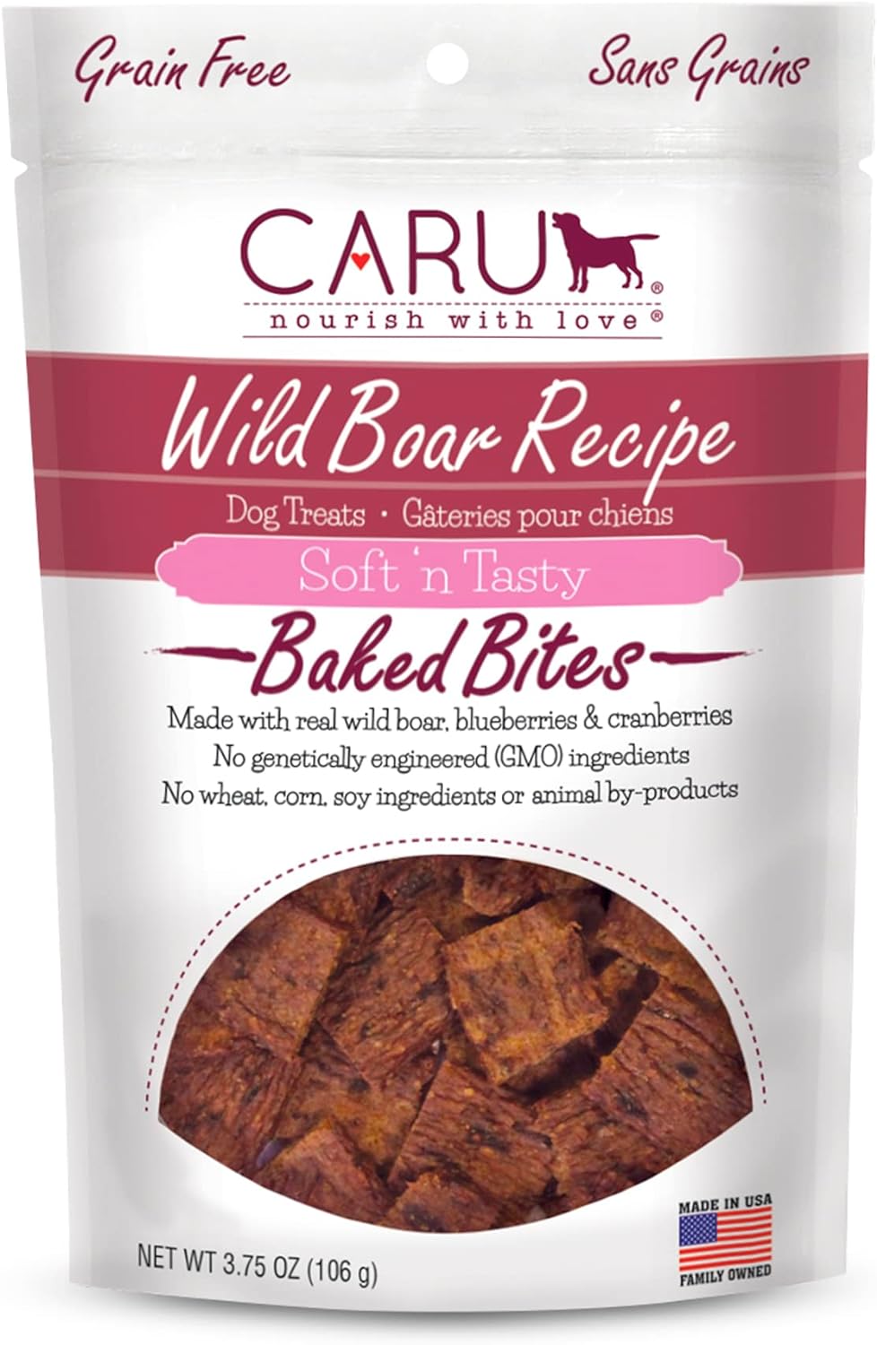 CARU - Soft 'n Tasty Baked Bites - Wild Boar Bites Dog Treats - Flavorful Training Treats - 3.75 oz