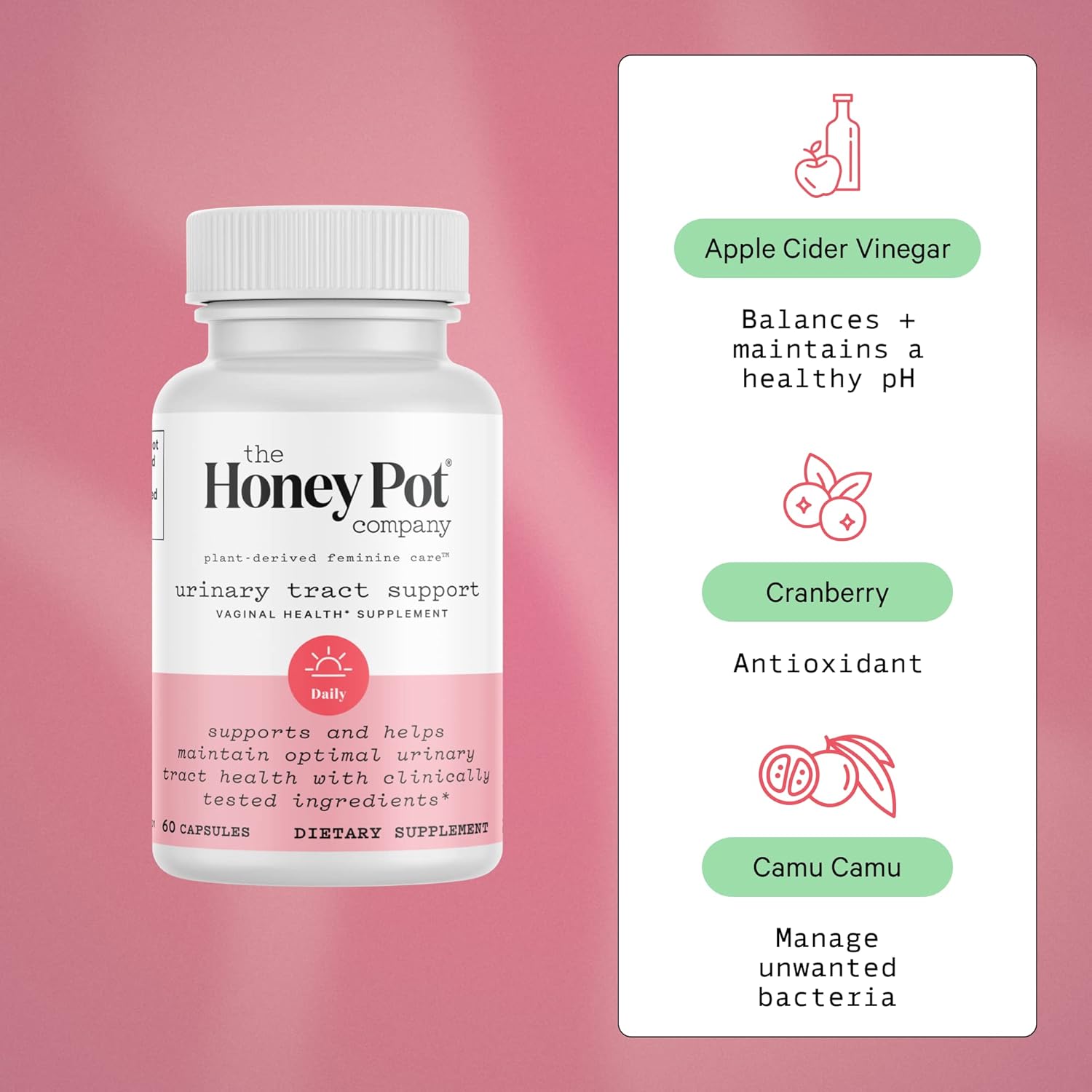 The Honey Pot Company - Suppositories & UTI Support Bundle - Maintains and Balances Healthy Vaginal pH & Manages Odor - Urinary Tract Support Vaginal Health Supplement - Gynecologist Approved : Health & Household