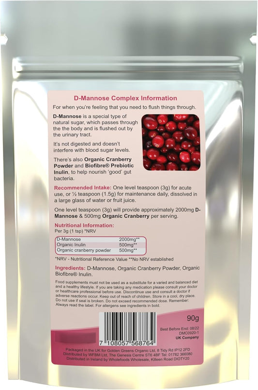 Golden Greens D-Mannose Complex With Organic Cranberry 30 Servings, 1 Count