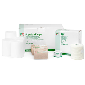 Lohmann & Rauscher Rosidal Sys Short Stretch Compression System, Full Bandaging Kit For Venous Ulcer Wrapping, Washable Compression Bandages Set