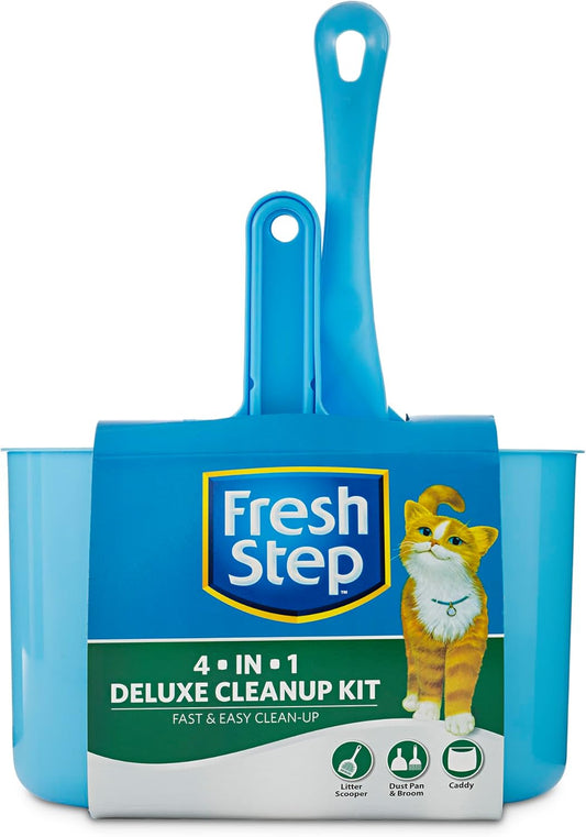 Fresh Step Starter Kit For Cats - Cat Litter Box Cleanup Kit With Everything Pet Parents Need - Deluxe Clean Up Set
