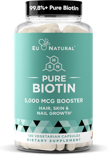 Biotin 5000 Mcg Hair Skin Nails Supplement – High-Potency Hair Growth Vitamins For Women & Men – Provide Powerful Support For Healthy Hair, Stronger Nails And Glowing Skin – 120 Vegan Soft Capsules