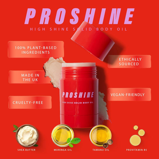 Proshine High Shine Solid Body Oil With Soy Wax, Shea & Mango Butter Bar - Moisturising Body Care For All Skin Types - Vegan, Cruelty-Free Body Butter With Jasmine & Cedar Leaf Scent Uk Made