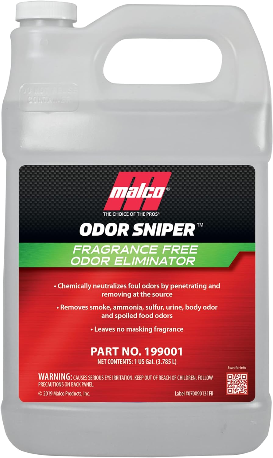 Malco Odor Sniper - Fragrance Free Odor Eliminator for Car Interiors/Penetrates Odors at the Source/Chemically Neutralizes Foul Scents in Your Vehicle / 1 Gallon (199001)