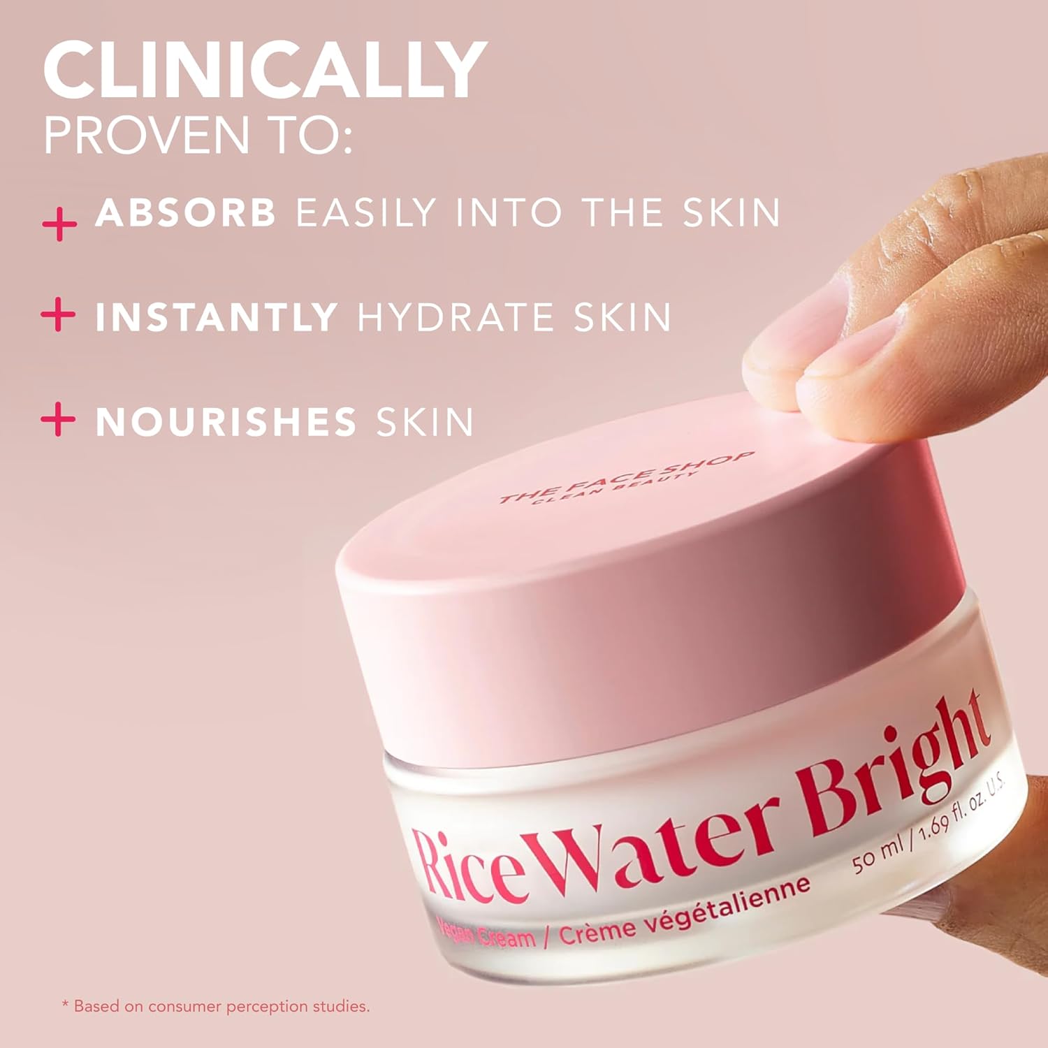 The Face Shop Rice Water Bright Vegan Cream - Instant Moisturization Quick-Absorbing Formula - Vegan, Brightening - Rice Water, Niacinamide, Hyaluronic Acid - Moisturizer Face Cream - Korean Skin Care : Beauty & Personal Care