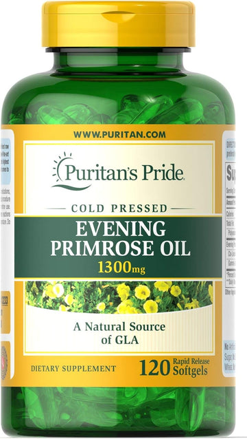 Puritan's Pride Evening Primrose Oil 1300 mg with Gla Softgels, 120 Count : Health & Household