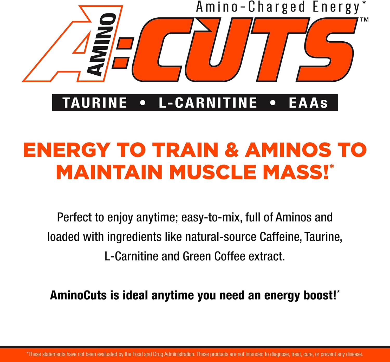 ALLMAX Nutrition AMINOCUTS (ACUTS), Amino-Charged Energy Drink with Taurine, L-Carnitine, Green Coffee Bean Extract, Orange, 30 Servings : Health & Household
