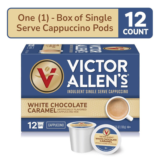 Victor Allen'S Coffee White Chocolate Caramel Flavored Cappuccino Mix, 12 Count, Single Serve Coffee Pods For Keurig K-Cup Brewers