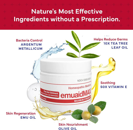 Emuaid Emuaidmax Ointment For Itchy Skin, Maximum Strength Treatment For Athlete'S Foot, Psoriasis, Jock Itch, Rash, Eczema, Cold Sores, Blisters, And Yeast Infection, 0.5Oz