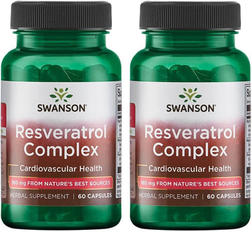 Swanson Resveratrol Complex - Herbal Supplement Promoting Cardiovascular Health '&' Protection - Natural Formula Promoting Natural Health '&' Wellness - (60 Capsules) (2 Pack)