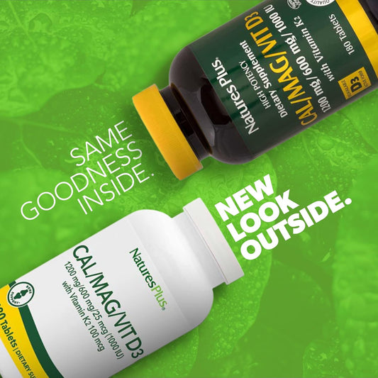 Naturesplus Calcium/Magnesium/Vitamin D3 With Vitamin K2 - Supports Bone & Immune Health - Vegetarian, Gluten Free - 180 Tablets - 45 Servings