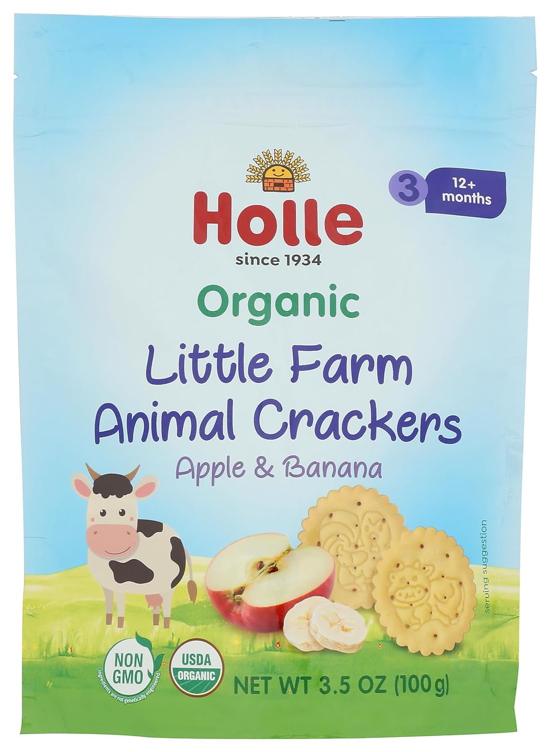 Holle Organic Little Animal Crackers (Apple & Banana)