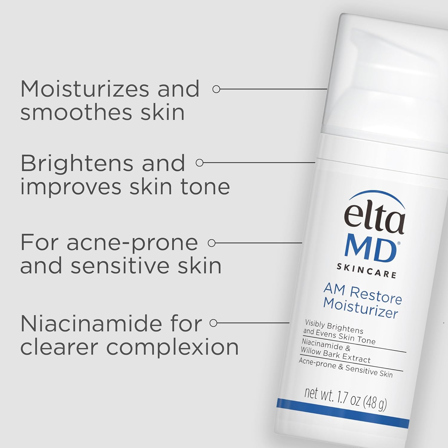 Eltamd Am Restore Face Moisturizer, Light Moisturizer Face Cream, Made With Niacinamide And Hyaluronic Acid, 1.7 Oz Pump (Pack Of 2) : Beauty & Personal Care