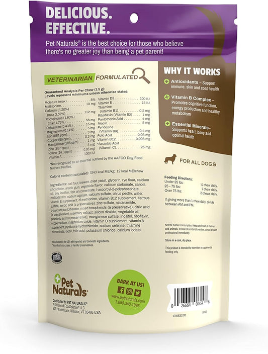 Pet Naturals Daily Multivitamin for Dogs, Veggie Flavor, 30 Chews - Yummy Chews with Amino Acids, and Antioxidants - Supports Energy, Metabolic Function and Pet Wellness
