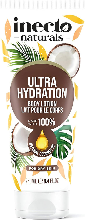 Inecto Natural Ultra Hydration Body Lotion 250Ml, 100% Natural Coconut Oil, Made In Uk, Vegan Formula, Ultra Hydration For Dry Skin