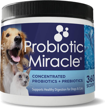 Probiotics for Dogs -(360 Scoops)-Probiotic Miracle -Advanced, Species Specific Probiotics and Prebiotics to Stop Diarrhea, Loose Stool, and Yeast-Plus Immune Support
