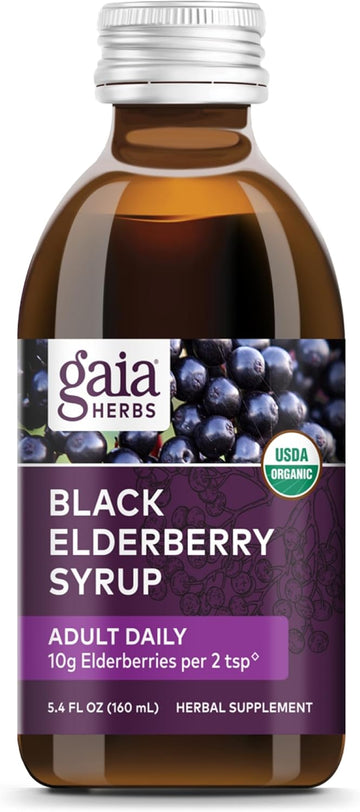 Gaia Herbs Black Elderberry (Sambucus Nigra) Syrup Adult Daily - Immune Support Supplement - With Usda Certified Organic Black Elderberries For Immune System Support - 5.4 Fl Oz (16-Day Supply)