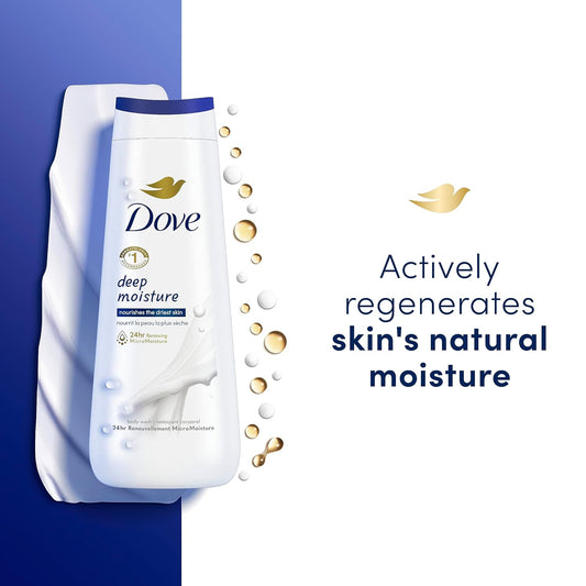 Dove Body Wash Deep Moisture, Sensitive Skin, Cucumber And Green Tea, And Shea Butter & Vanilla Collection 4 Count Skin Cleanser With 24Hr Renewing Micromoisture 20 Oz