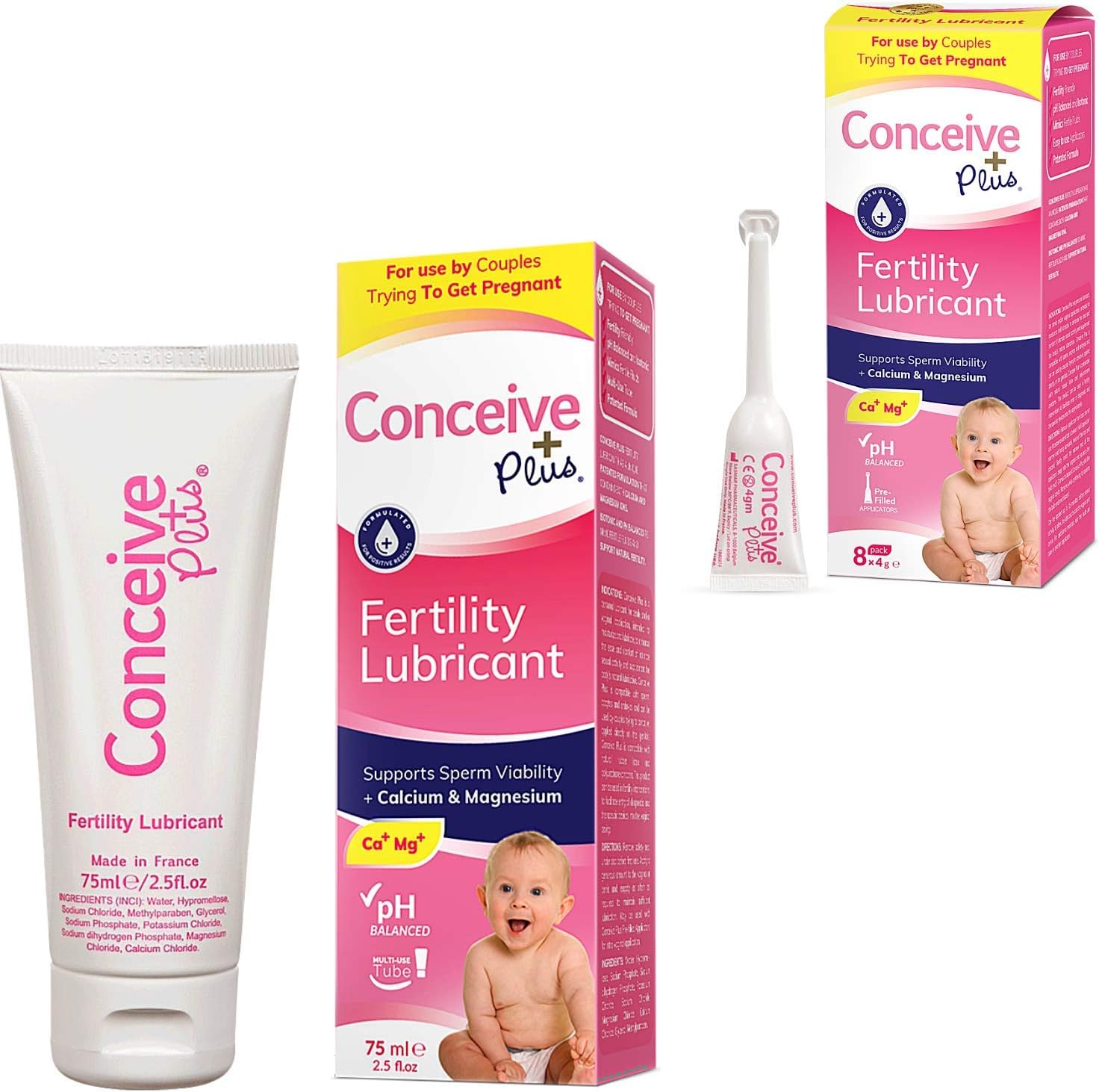 Conceive Plus Fertility Lubricant Couples Bundle, 2.5oz and 8 Pre-Filled Lubricant Applicators