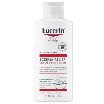Eucerin Baby Eczema Relief Cream Body Wash, Fragrance Free Eczema Body Wash For Babies With Colloidal Oatmeal, 13.5 Fl Oz Bottle