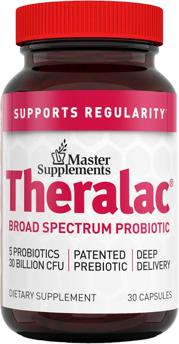 Master Supplements Theralac - 30 Capsules - Multi-Strain Probiotic For Optimal Gut Health + Gas & Bloating Relief - Gluten Free - 30 Servings