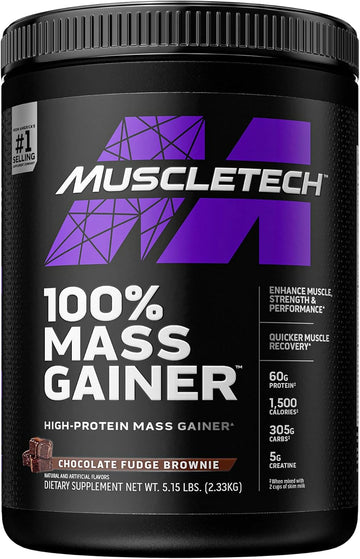 Mass Gainer Muscletech 100% Mass Gainer Protein Powder Protein Powder For Muscle Gain Whey Protein + Muscle Builder Weight Gainer Protein Powder Creatine Supplements Chocolate, 5.15 Lbs