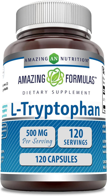 Amazing Formulas L-Tryptophan 500 Mg Capsules Supplement | Non-Gmo | Gluten Free | Made In Usa (120 Capsules)