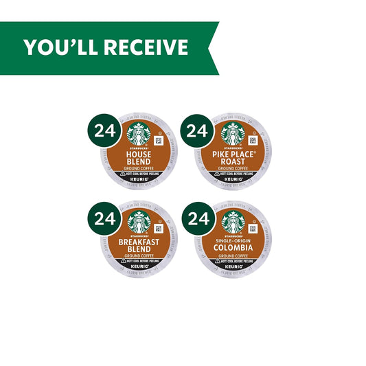 Starbucks K-Cup Coffee Pods—Medium Roast Coffee—Variety Pack—100% Arabica—1 Box (96 Pods)