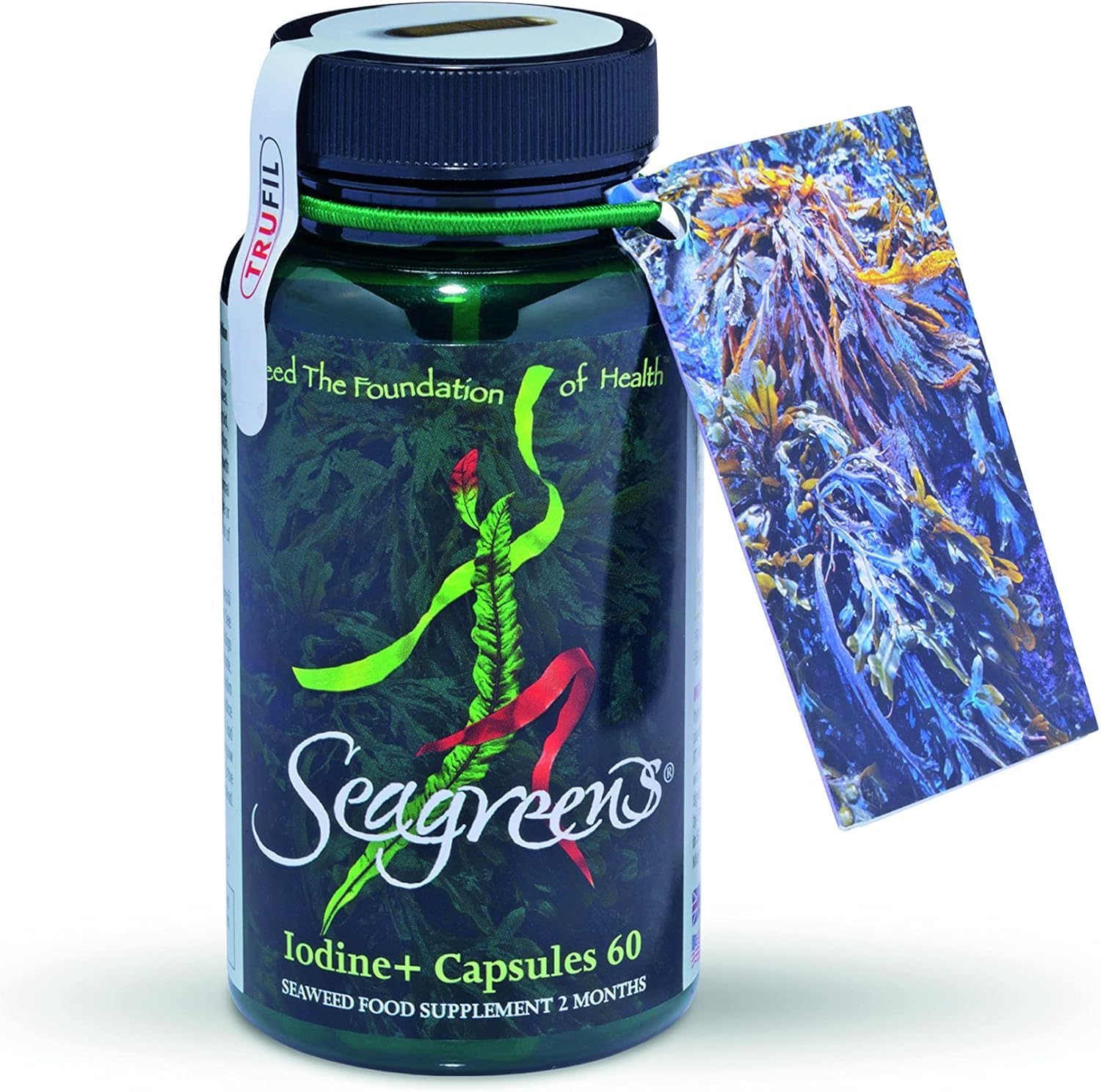 Seagreens Iodine+ Seaweed Supplement, 2 Month Supply, 390Mcg Natural Iodine From Seaweed, Vegan, Plant-Based, Thyroid & Radiation Support, 60 Capsules