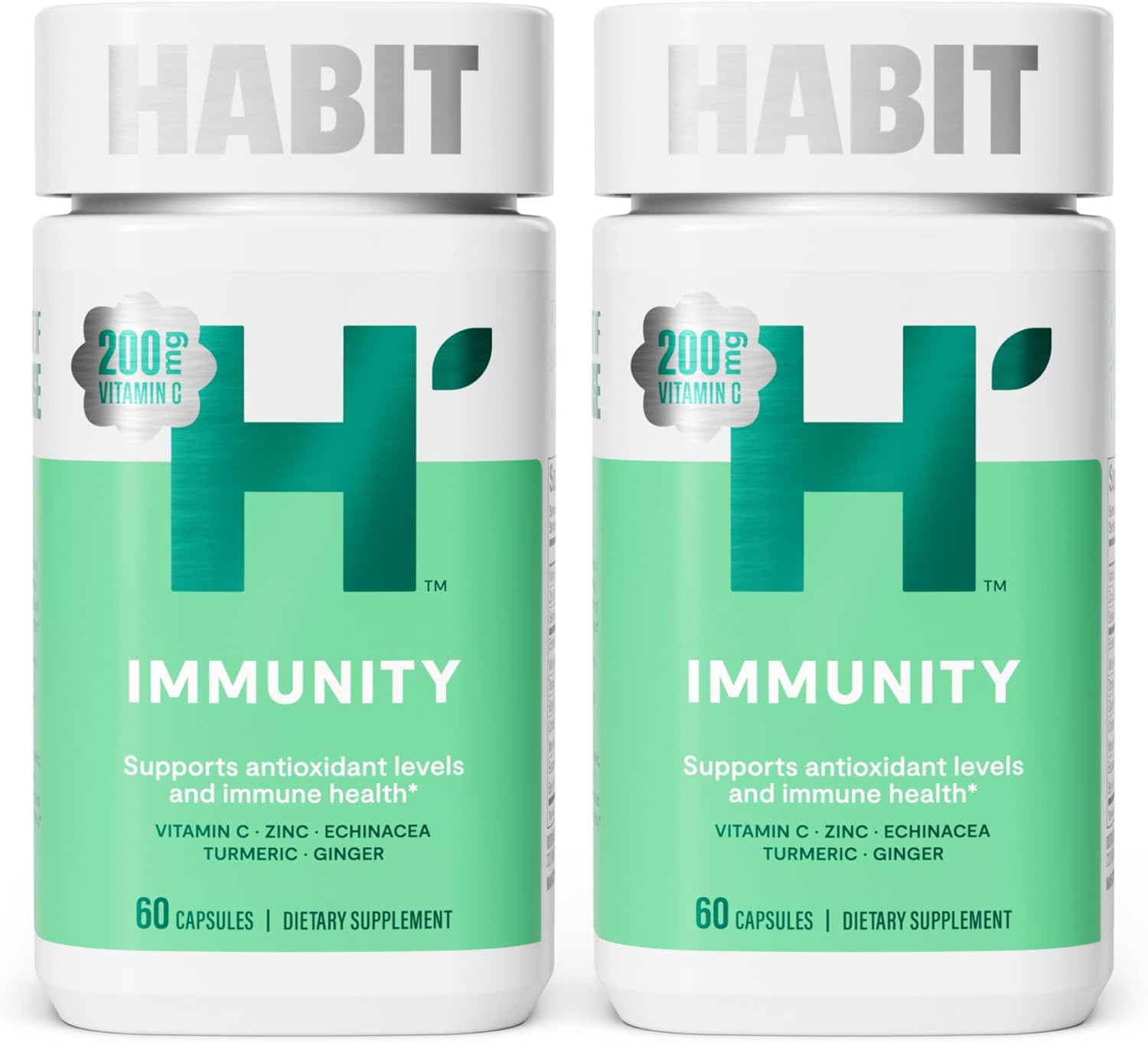 Habit Immunity Supplement 2 Pack (120 Capsules) - New Look, Echinacea, Elderberry, Turmeric, Zinc Blend To Support Immune Health And Antioxidant Levels, Vegan, Non-Gmo