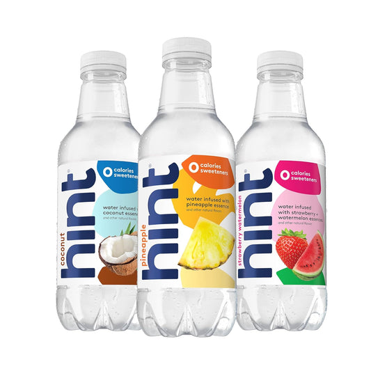 Hint Water Tropical Variety Pack, 4 Bottles Each Of: Coconut, Pineapple, And Strawberry Watermelon, Zero Calories, Zero Sugar And Zero Sweeteners, 16 Fl Oz, (Pack Of 12)