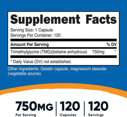 Nutricost TMG 750mg, 120 Capsules