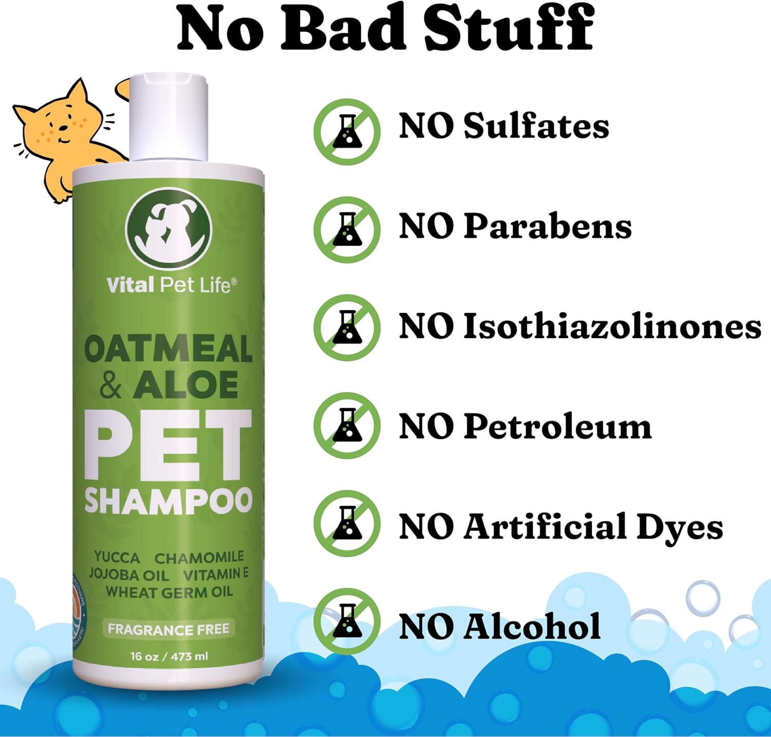 Dog Shampoo with Oatmeal, Aloe Vera, Chamomile, Jojoba Oil, Vitamin E - Natural Ingredients, Helps Allergies Dry Coats & Itchy Sensitive Skin, No Parabens or Artificial Dyes, 16 oz : Pet Supplies