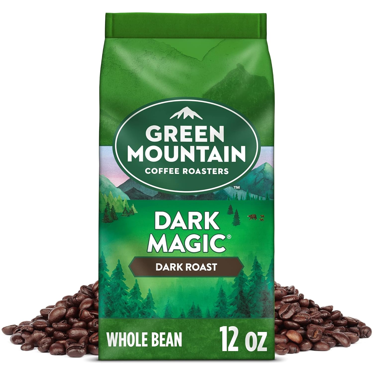 Green Mountain Coffee Roasters, Dark Magic, Whole Bean Coffee, Dark Roast, Bagged 12oz