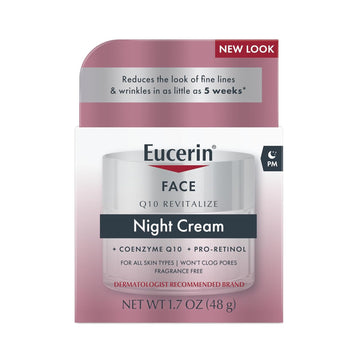 Eucerin Q10 Anti-Wrinkle Night Cream + Pro-Retinol, Facial Cream For Sensitive Skin, 1.7 Oz Jar