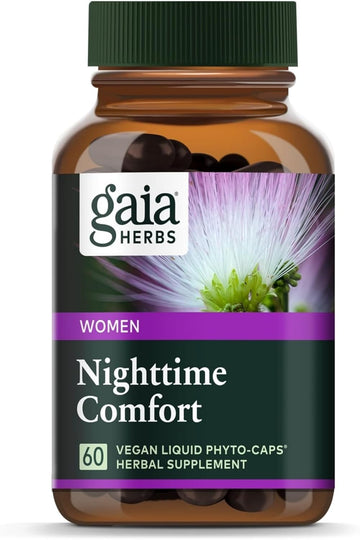 Gaia Herbs Nighttime Comfort - Menopause Supplement For Women - With Black Cohosh, Mimosa, Passionflower & St. John’S Wort - 60 Vegan Liquid Phyto-Caps (30 Servings)