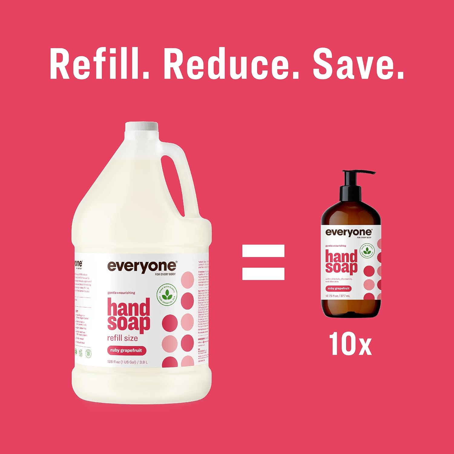 Everyone Liquid Hand Soap Refill, 1 Gallon, Ruby Grapefruit, Plant-Based Cleanser With Pure Essential Oils : Beauty & Personal Care