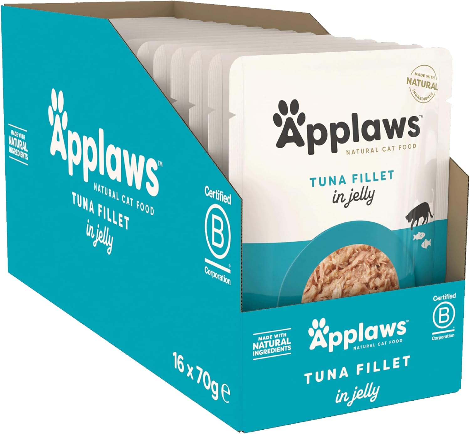 Applaws Natural Wet Cat Food Tuna in Jelly Pouch for Adults Cats 16x 70g Pouches?8273ML-A